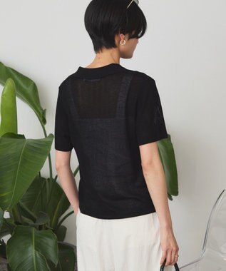 AMERICAN HOLIC 襟付きスキッパー半袖ニットポロ Black