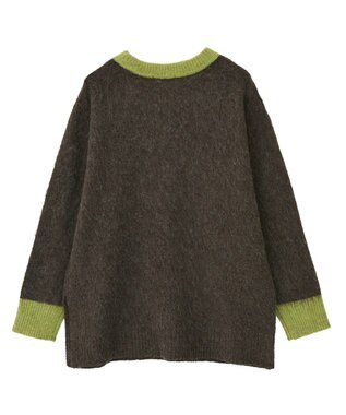 AMERICAN HOLIC 起毛バイカラーニットプルオーバー Brown