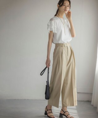 組曲 S スーパーライトストレッチ ワイドパンツ ベージュ系