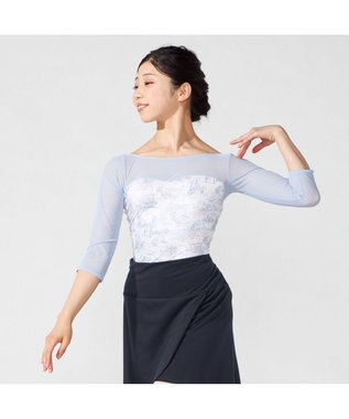 Chacott 6分袖レオタード サックスブループリント