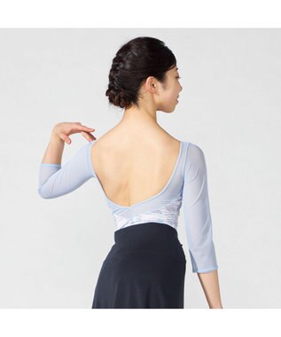 Chacott 6分袖レオタード サックスブループリント