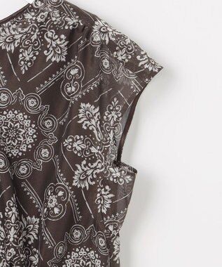 自由区 ロータスタイルプリント ワンピース ブラウン
