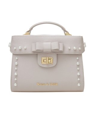 Maison de FLEUR フロントリボントップハンドルバッグ Grayish Pink