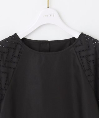 ANY SIS 【洗える】エンブロイダリーラグラン ブラウス ブラック