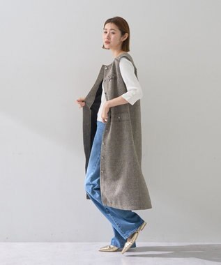 YECCA VECCA ツイードジレジャンスカ Brown