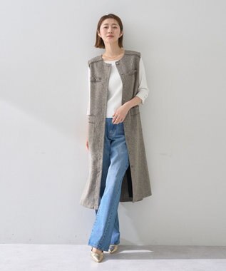 YECCA VECCA ツイードジレジャンスカ Brown