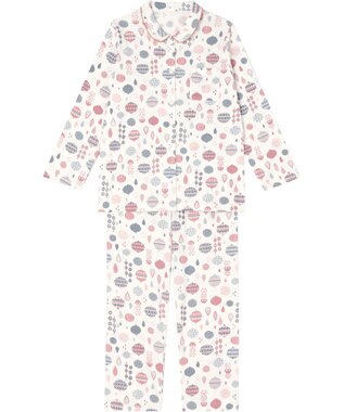 Wing パジャマ 長袖 長ズボン 綿100％ スムース素材 すっきりとしたシルエット 伸縮性のある生地 シャツタイプ レディース EP5061 ウイング／ワコール ホワイト