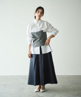 #Newans ビスチェレイヤーシャツ ホワイト×ライトグレー