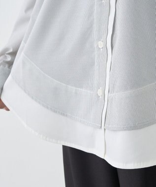 earth music&ecology レイヤードストライプシャツ Off White