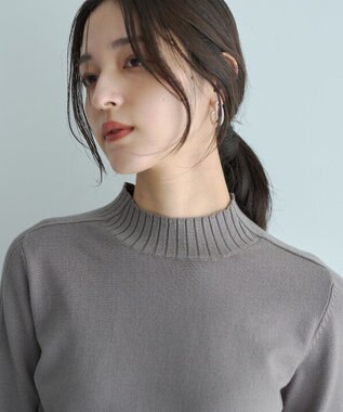 YECCA VECCA 袖口釦リブMIXニット Dark Beige