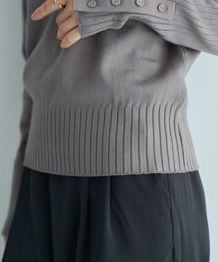 YECCA VECCA 袖口釦リブMIXニット Dark Beige