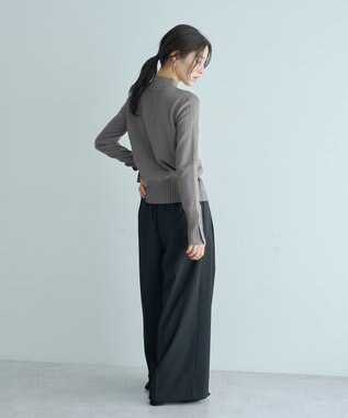 YECCA VECCA 袖口釦リブMIXニット Dark Beige