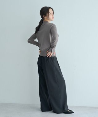 YECCA VECCA 袖口釦リブMIXニット Dark Beige