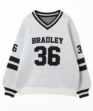 WEGO ナンバリングジャガードVネックニット ホワイト