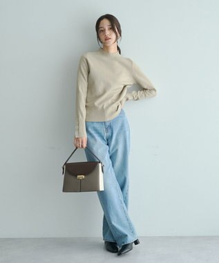 YECCA VECCA 袖口釦リブMIXニット Beige