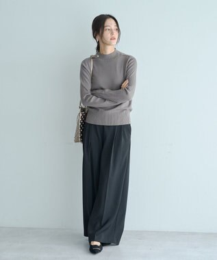YECCA VECCA 袖口釦リブMIXニット Dark Beige