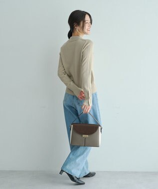 YECCA VECCA 袖口釦リブMIXニット Beige