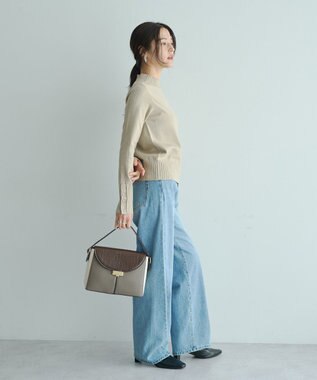 YECCA VECCA 袖口釦リブMIXニット Beige