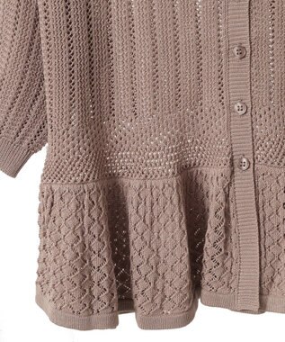 earth music&ecology ＳＥＴ２点レース編みペプラムカーデ＋スカート Pink Beige