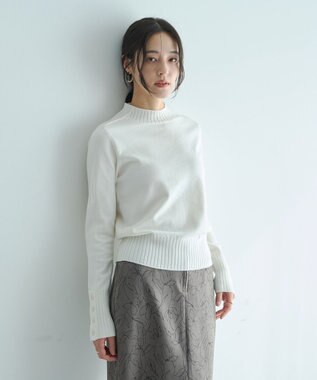 YECCA VECCA 袖口釦リブMIXニット Ivory