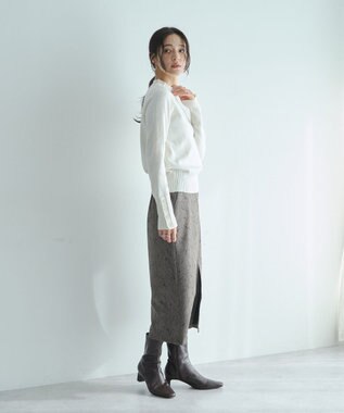 YECCA VECCA 袖口釦リブMIXニット Ivory