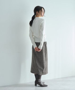 YECCA VECCA 袖口釦リブMIXニット Ivory