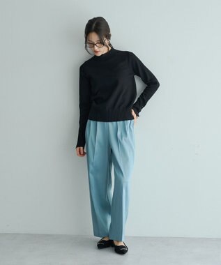 YECCA VECCA 袖口釦リブMIXニット Black