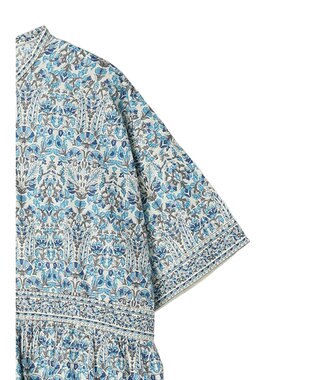 CRAFT STANDARD BOUTIQUE インド綿アラベスク柄ワンピース Blue