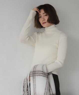 WEGO 【2025年秋冬新作】リブタートルニット ホワイト