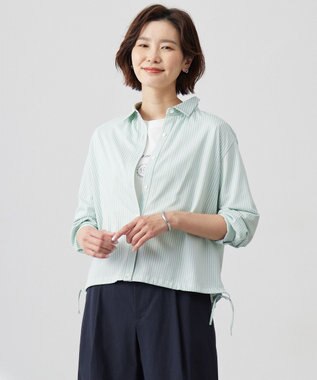 J.PRESS LADIES Jカミーチェストライプ シャツカラー カットソー