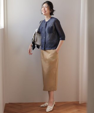 J.PRESS LADIES L 【WEB限定カラーあり】TCシャンブレーサテンST ナロー スカート キャメル系