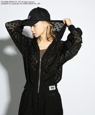 Green Parks ■ＬＯＶＥＢＯＡＴ　フラワーメッシュパーカー Black