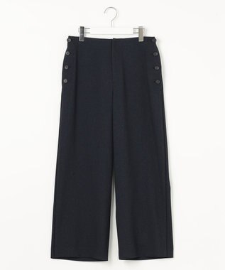 J.PRESS LADIES S 【洗える】LANTECシャークスキン セミワイド パンツ ネイビー系