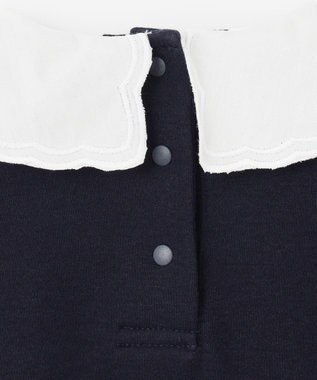 ANY KIDS 襟 刺繍 カットソー ネイビー