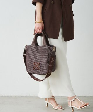 russet ナイロンラフィア2WAYトートバッグ(CE-1711) D.Brown