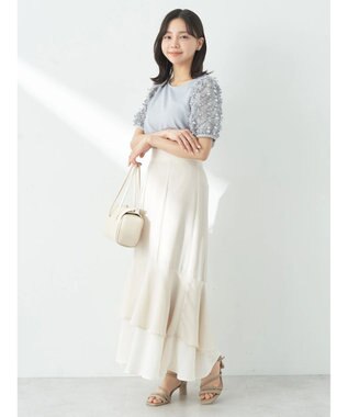 earth music&ecology リボンスリーブプルオーバー Grayish Blue