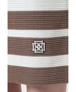 DAKS ボーダー ニットミニスカート ベージュ