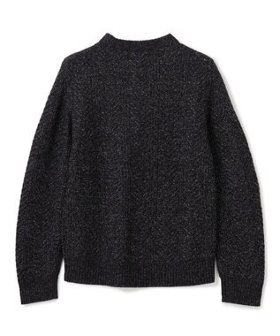 JOSEPH HOMME メランジヘリンボンストライプ　ケーブルニット ブラック系