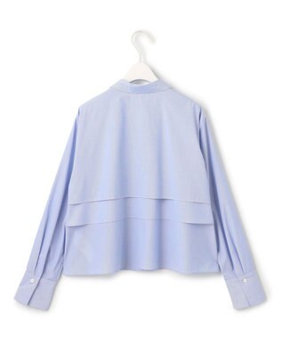 ICB 【洗える】 クリーンブロード クロップドブラウス ブルーストライプ系