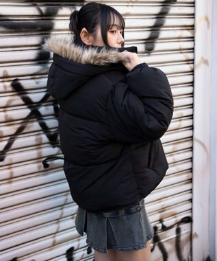 WEGO 3WAYファーフードパファーブルゾン ブラック