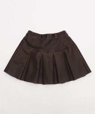 WEGO 【XS～Mサイズ】ヴィンテージライクPUプリーツスカパン ブラウン