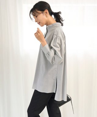 UNFILO 【新色追加】ボリュームスリーブ ブラウス モノトーンストライプ