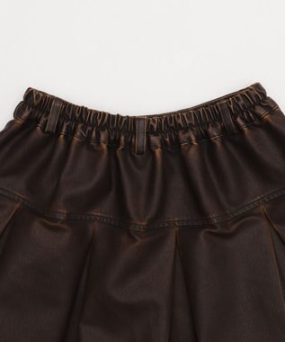 WEGO 【XS～Mサイズ】ヴィンテージライクPUプリーツスカパン ブラウン