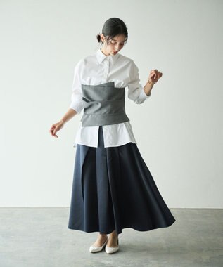 #Newans ビスチェレイヤーシャツ ホワイト×ライトグレー