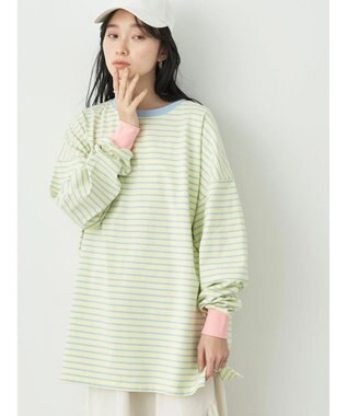 earth music&ecology トリカラーボーダーロンＴＥＥ Light Yellow