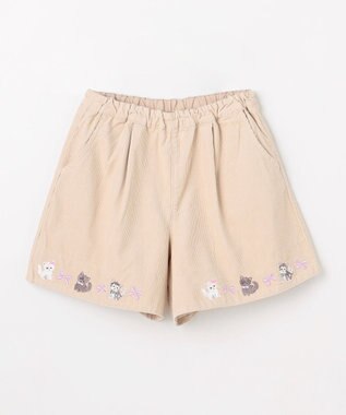 ANY KIDS ネコ刺繍 コーデュロイ ショートパンツ ベージュ