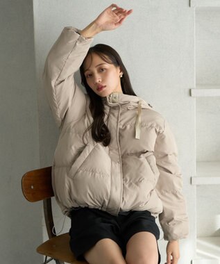 earth music&ecology フーディーパファーブルゾン ベージュ