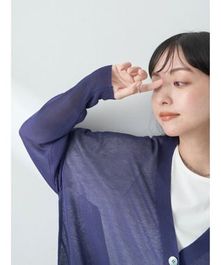 earth music&ecology シアーＢＩＧカーディガン Blue