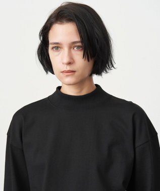 ATON 12/-AIR SPINNING | モックネックプルオーバー BLACK