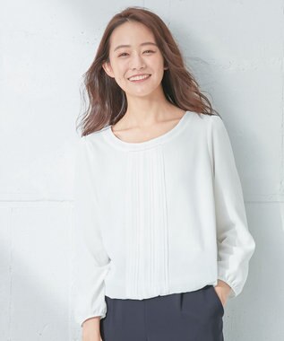 ANY SIS 【洗える】フロントプリーツシフォン ブラウス オフホワイト